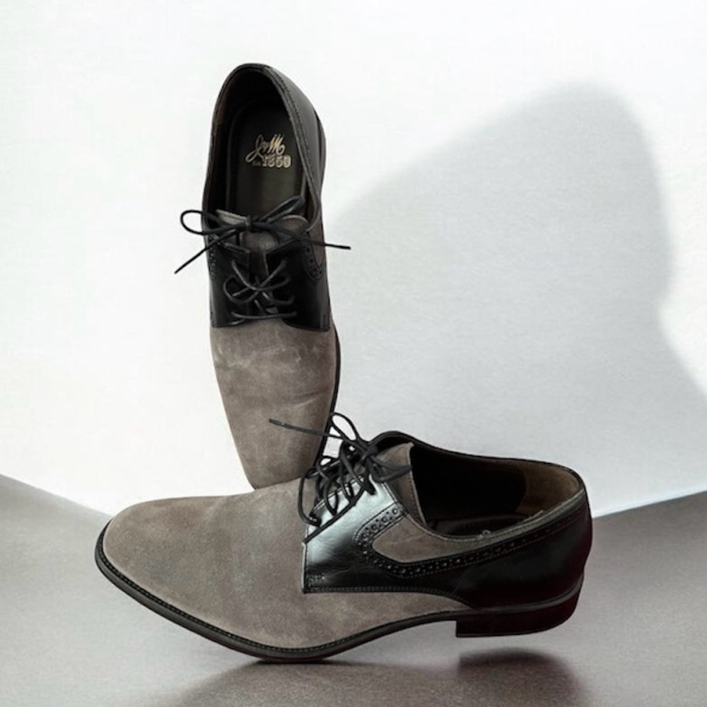 Johnson and Murphy Suede and Leather Oxford Shoes men Size 11.5 Grey and Black